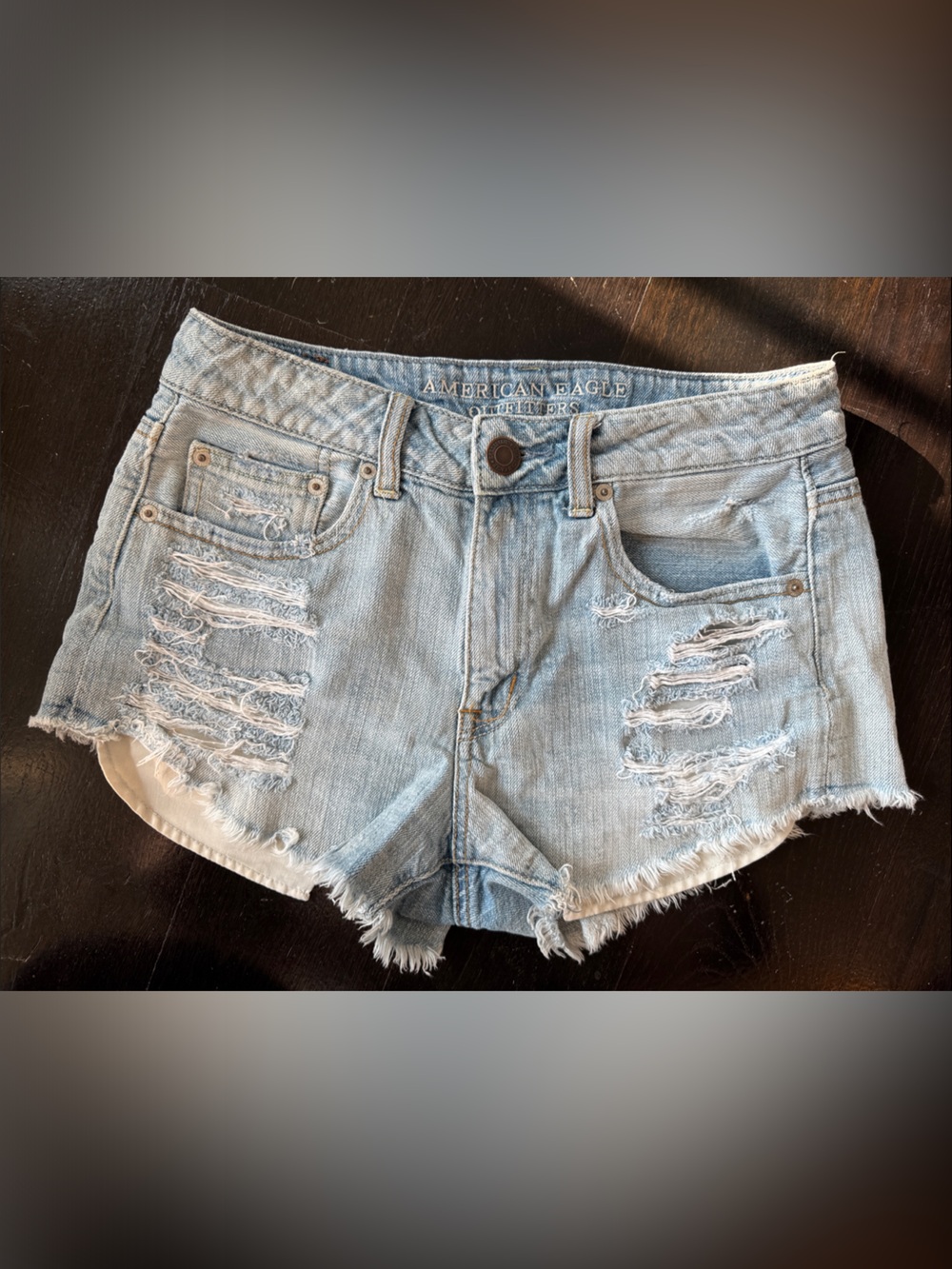 American Eagle Outfitters Light Blue Distressed Denim Cutoff Shorts